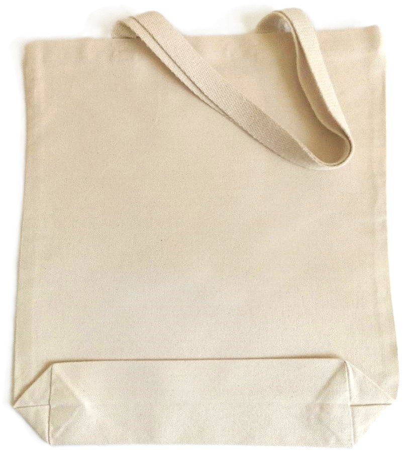 A photo of a canvas totebag with a logo for your company.